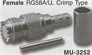 mini uhf female rg58a/u crimp type connector
